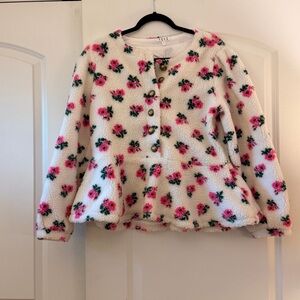 Floral Button-Up Fleece Top/Pullover
